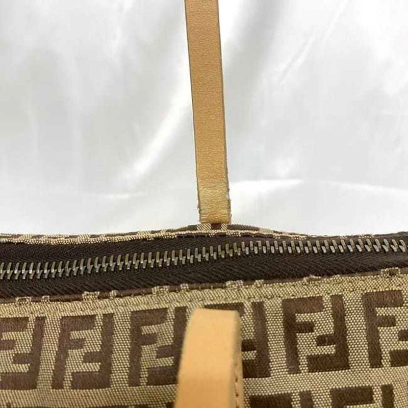 Fendi Beige Brown Canvas Leather Tote Bag (Pre-Owned)