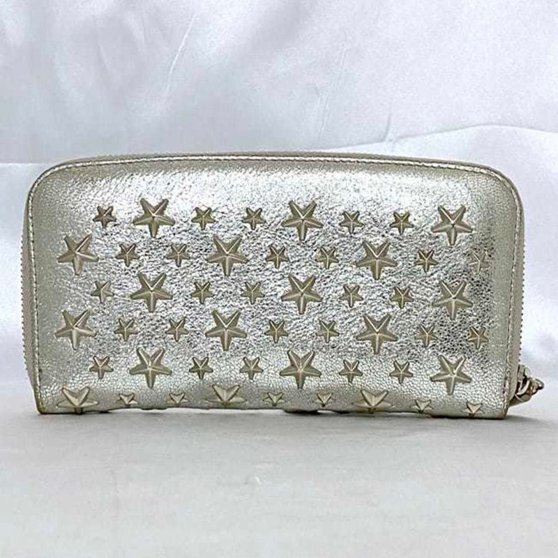 Jimmy Choo Silver Leather Long Wallet (Bi-Fold) (Pre-Owned)