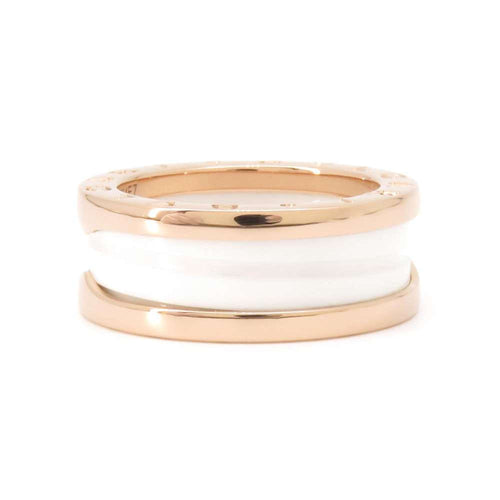 Bvlgari Pink Gold White Ceramic Pink Gold (18K) Band Ring (Pre-Owned)