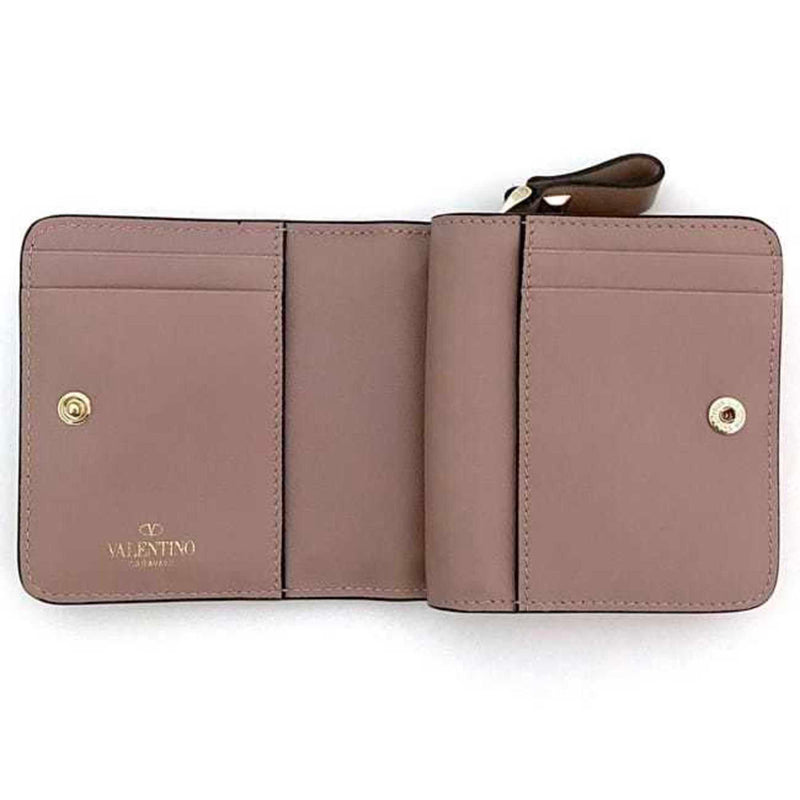 Valentino Garavani Beige Pink Leather Wallet (Bi-Fold) (Pre-Owned)