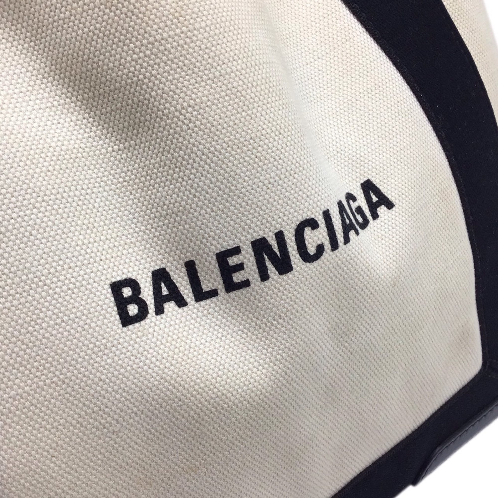 Balenciaga Beige Black Canvas Leather Handbag (Pre-Owned)