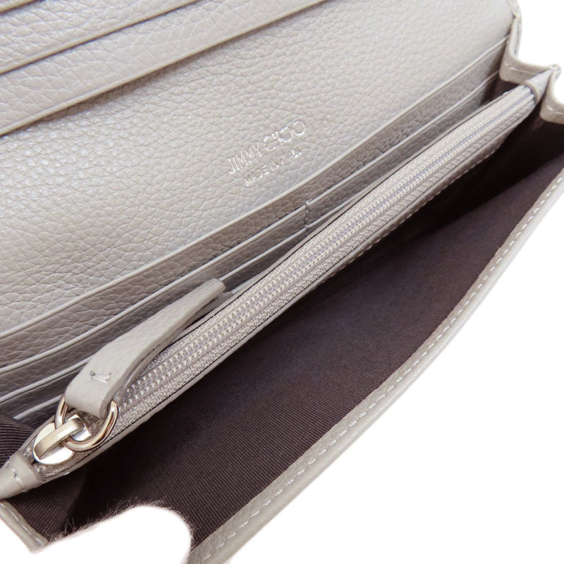 Jimmy Choo Gray Leather Long Wallet (Bi-Fold) (Pre-Owned)