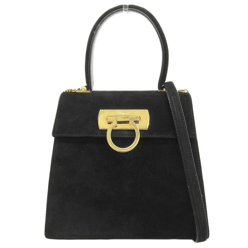 Salvatore Ferragamo Black Suede Handbag (Pre-Owned)