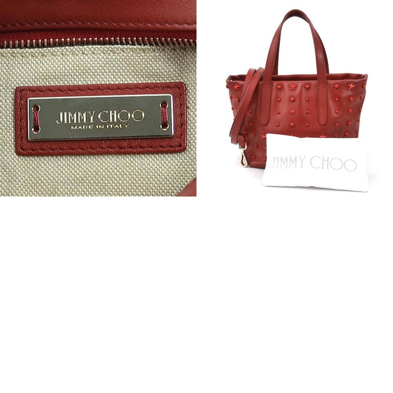 Jimmy Choo Red Color Leather Handbag Shoulder Bag (Pre-Owned)