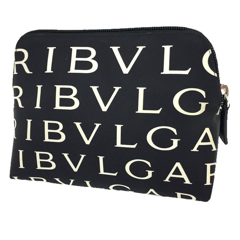 Bvlgari Black White Nylon Canvas Pouch (Pre-Owned)