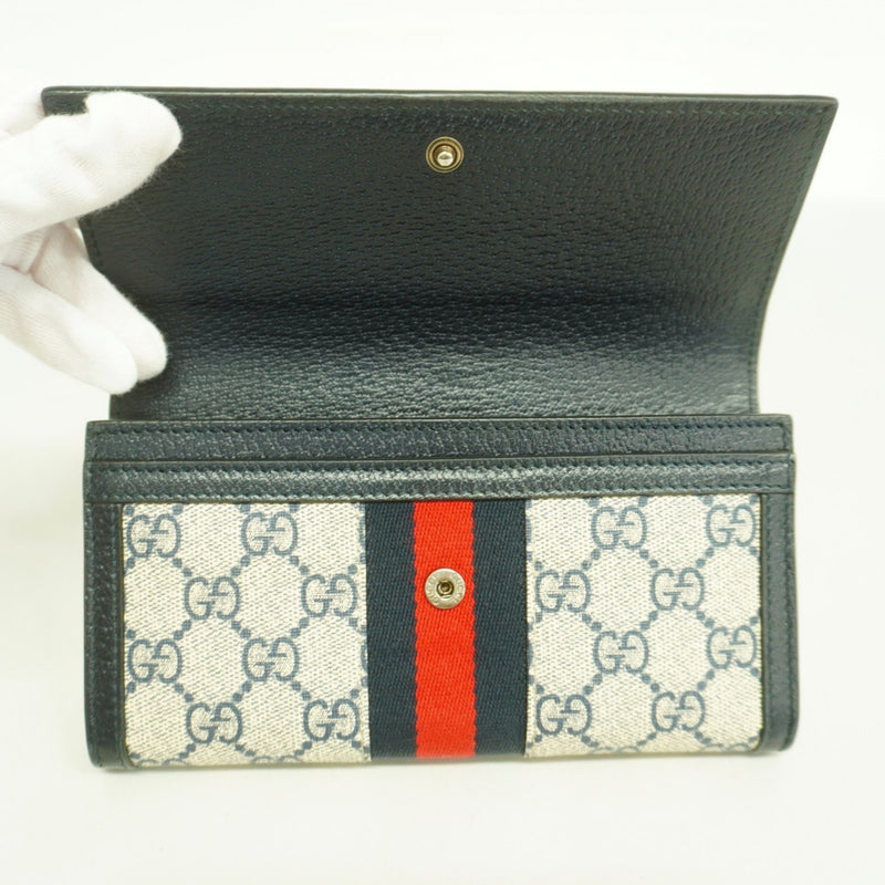 Gucci Navy Pvc Leather Long Wallet (Bi-Fold) (Pre-Owned)