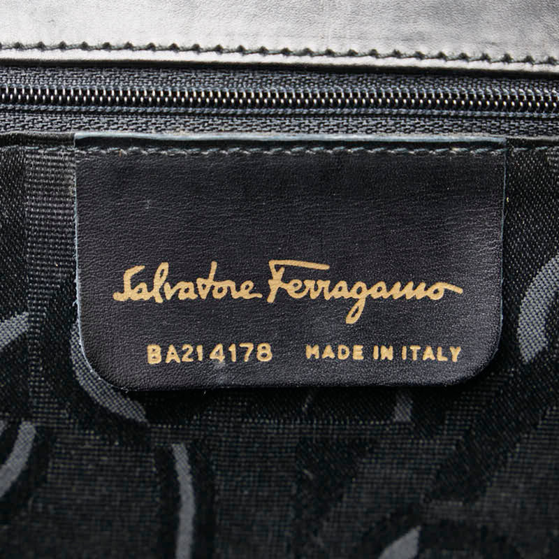 Salvatore Ferragamo Black Leather Handbag Shoulder Bag (Pre-Owned)