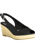 Tommy Hilfiger Black Cotton Women Women's Sandal