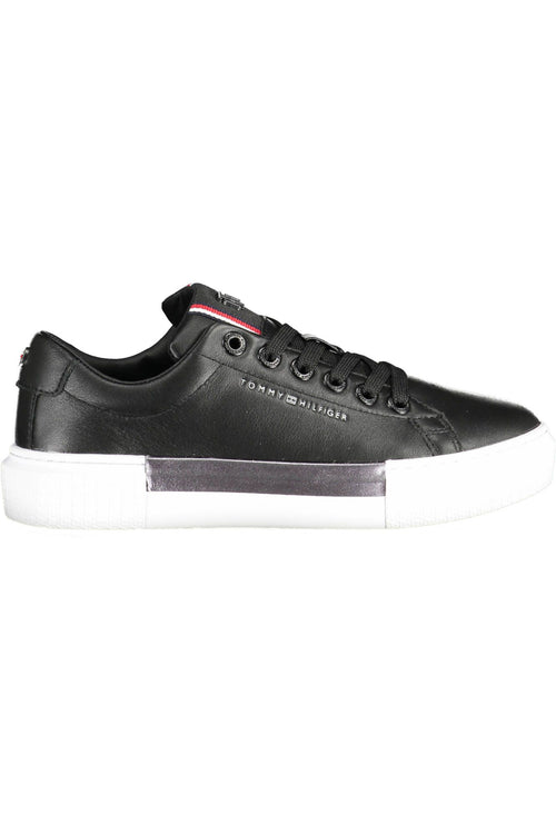 Tommy Hilfiger Black Leather Women Women's Sneaker