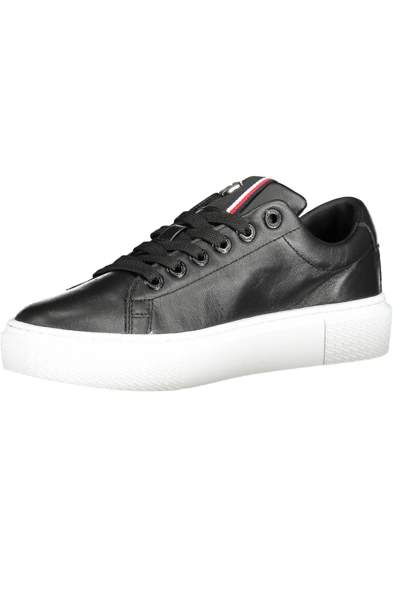 Tommy Hilfiger Black Leather Women Women's Sneaker