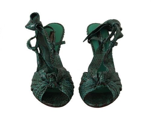 Dolce & Gabbana Emerald Exotic Leather Heeled Women's Sandals