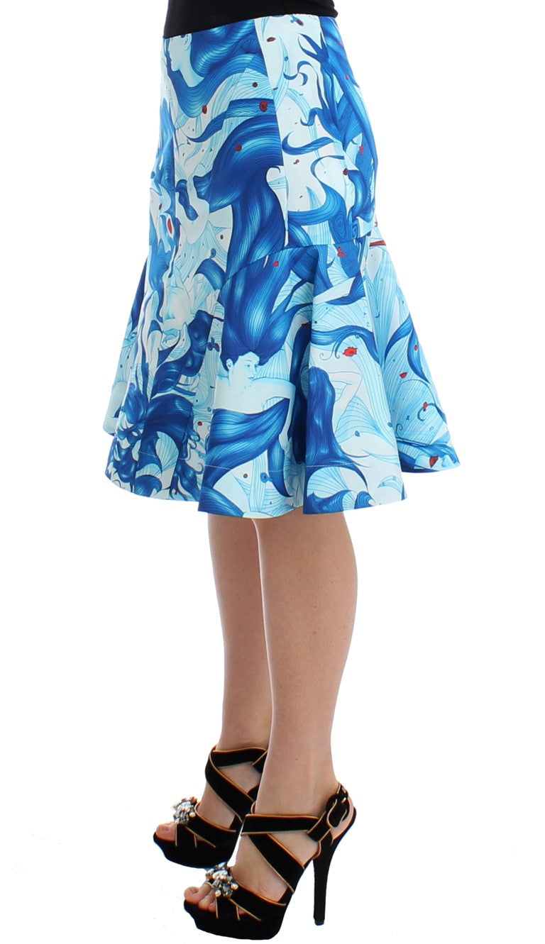 Koonhor Elegant Fresco-Print Knee-Length Women's Skirt