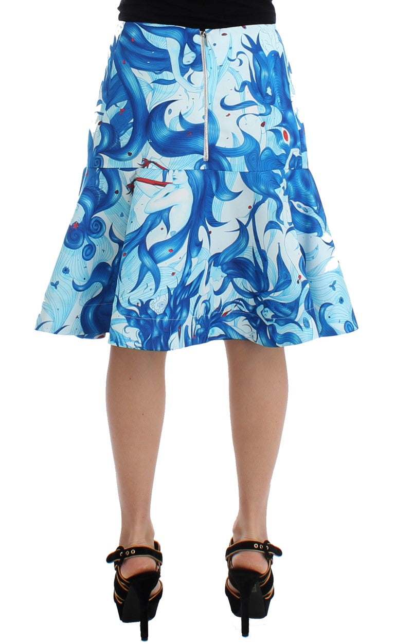 Koonhor Elegant Fresco-Print Knee-Length Women's Skirt