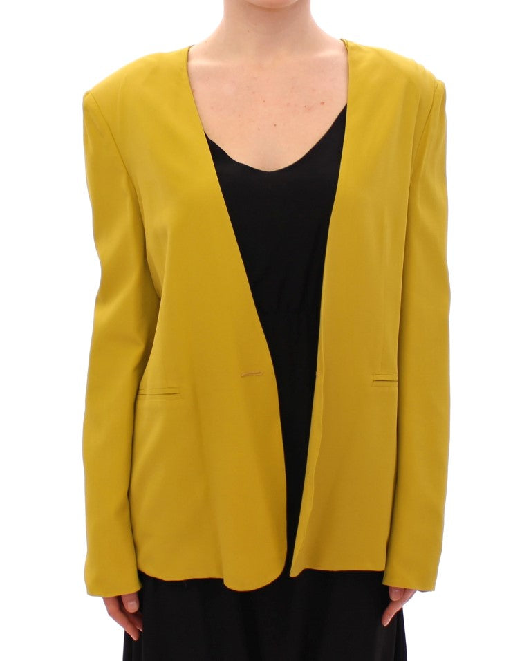 Lamberto Petri Mustard Yellow Silk Blazer Women's Jacket