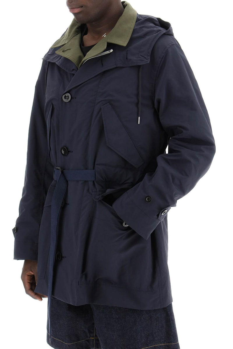 Sacai Men's Reversible Cotton Blend Overcoat With