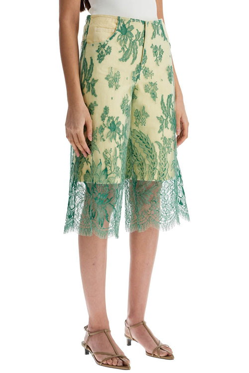 Christopher Esber Women's Mint Green Lace Shorts With Floral Embroidery