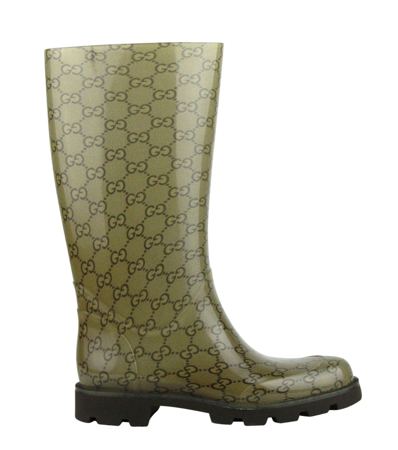 Gucci Rubber Printed Rain Boots - Brown Boots, Shoes - GUC1294730