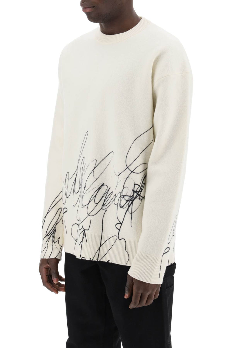 Oamc Men's Scribble Print Wool Cotta Pullover