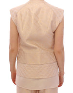 Zeyneptosun Exquisite Beige Brocade Sleeveless Jacket Women's Vest