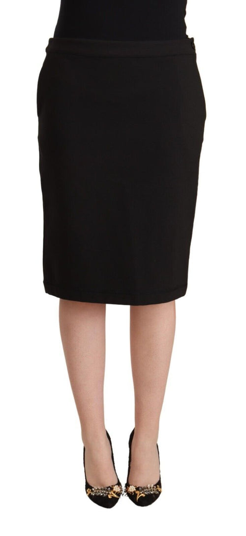 GF Ferre Chic Black Pencil Skirt Knee Women's Length