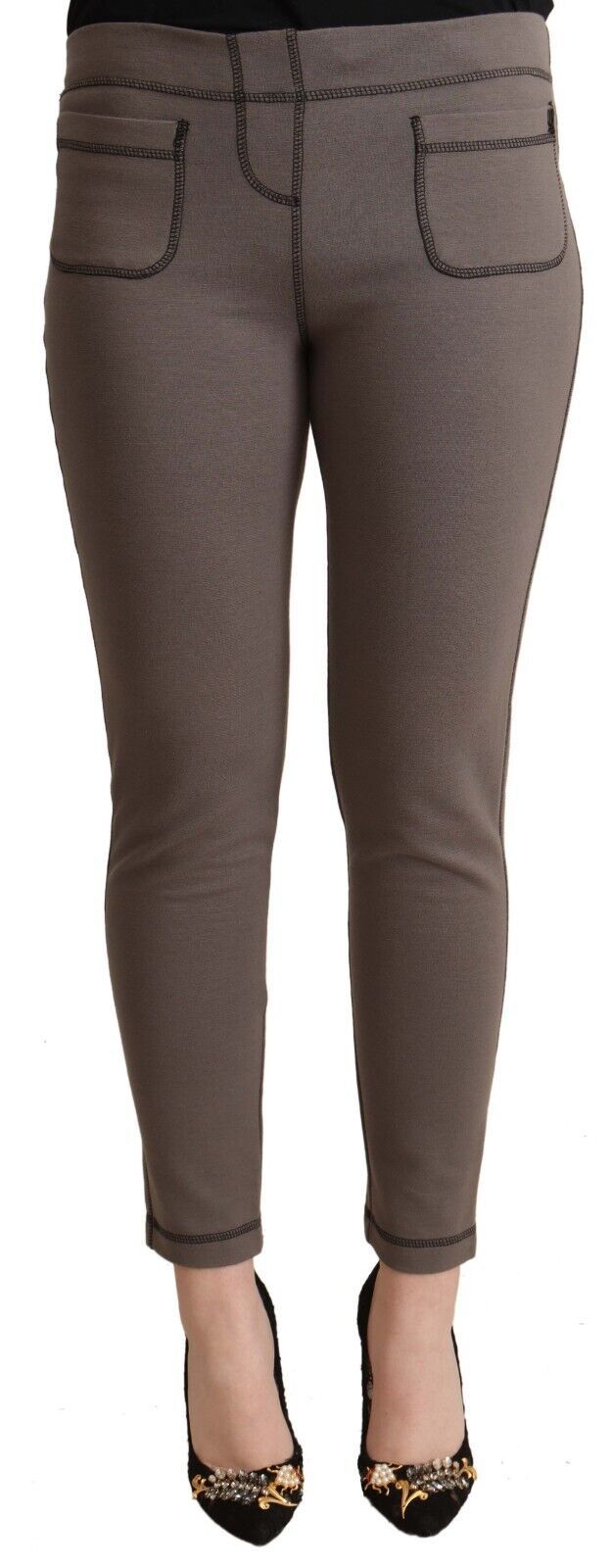 John Galliano Chic Gray Mid Waist Skinny Pants for Sophisticated Women's Style