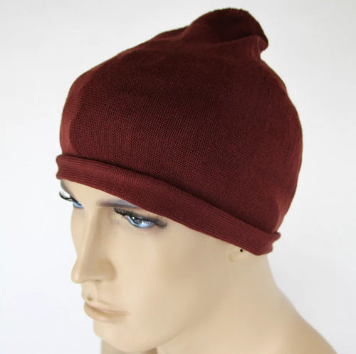 NEW Authentic Bottega Veneta Merinos Wool Beanie Hat Dark Red