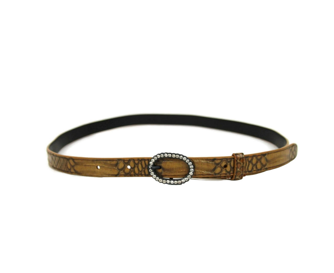 Bottega Veneta Women's Brown Python Skinny Belt