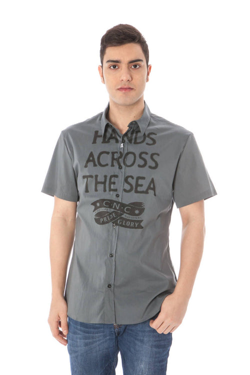 Costume National Gray Cotton Men Men's Shirt