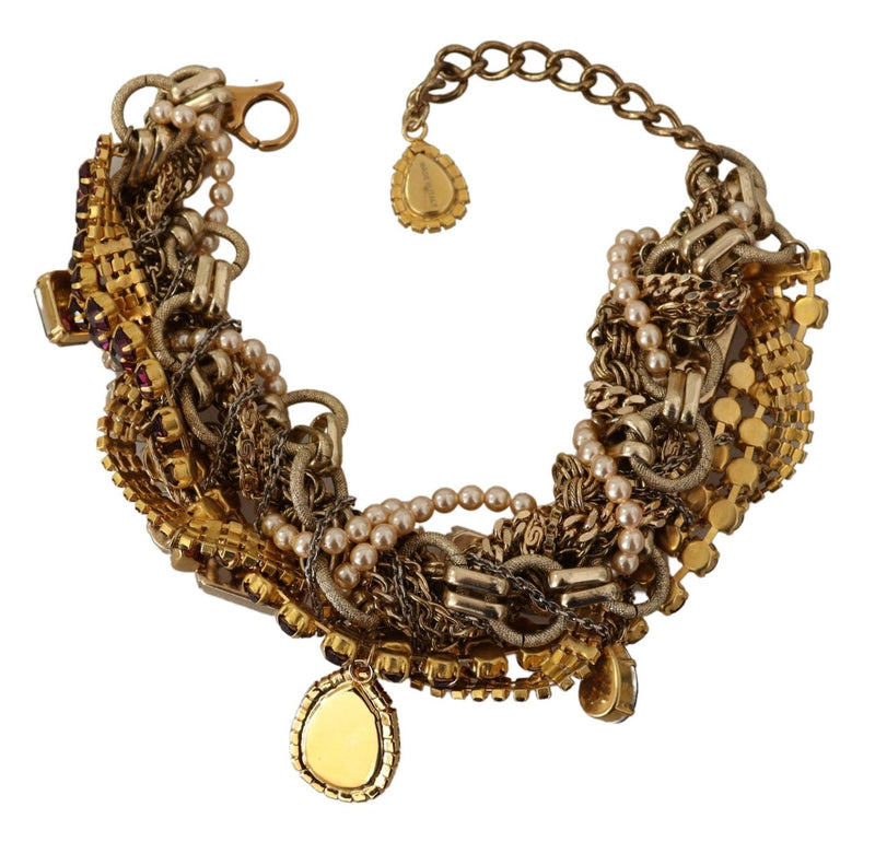 Dolce & Gabbana Sicilian Sparkle Gold-Tone Statement Women's Necklace