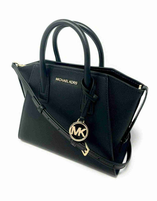 Michael Kors Avril Small Top Zip Black Pebbled Leather Satchel Crossbody Bag