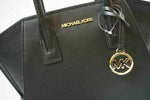 Michael Kors Avril Small Top Zip Black Pebbled Leather Satchel Crossbody Bag