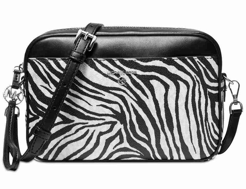 Michael Kors Jet Set Canvas Tote Shopper Handbag Large Zebra Brown