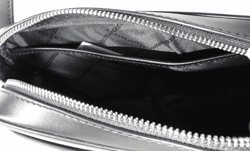Michael Kors Jet Set Black Bag With Silver Monogram Logo MK