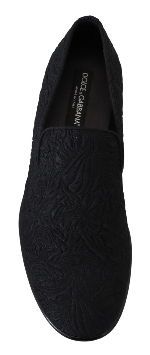 Dolce & Gabbana Elegant Jacquard Black Loafers Slide On Men's Flats