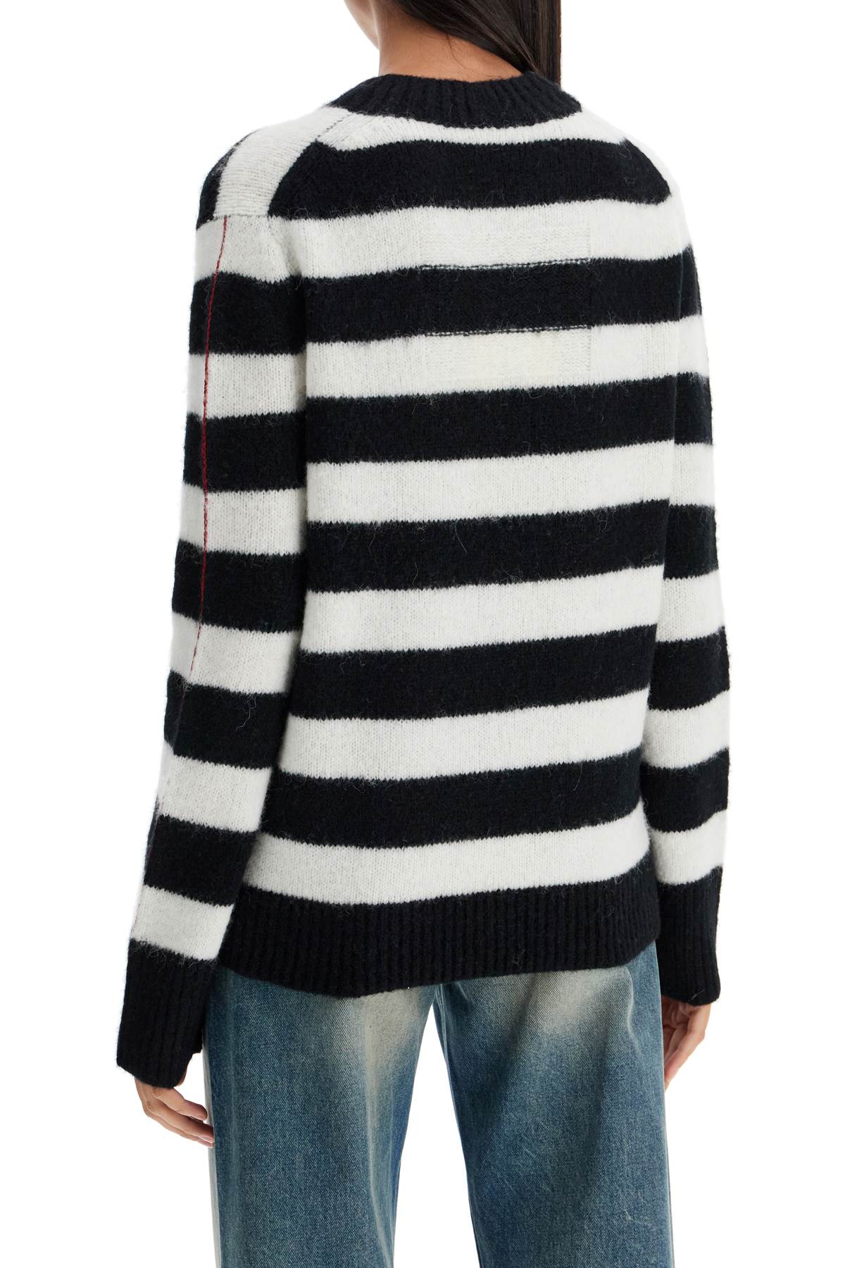 Marc Jacobs Women's Pullover The Striped Brushed Logo Sweater