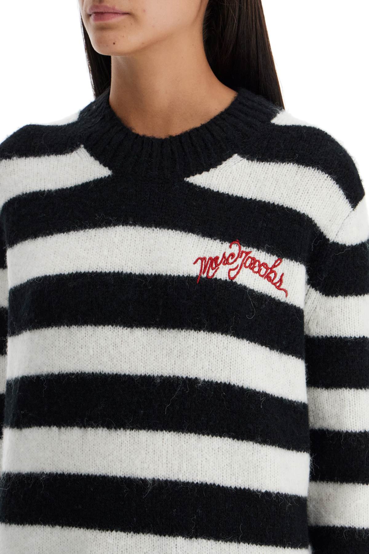 Marc Jacobs Women's Pullover The Striped Brushed Logo Sweater