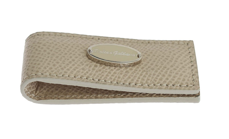 Dolce & Gabbana Beige Leather Magnet Money Men's Clip