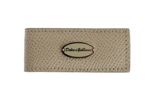 Dolce & Gabbana Beige Leather Magnet Money Men's Clip