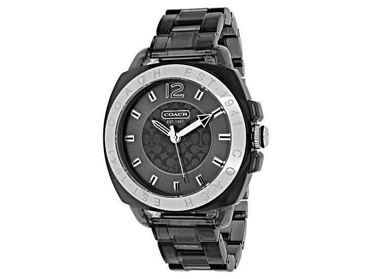 Coach Boyfriend Smoked Grey Plastic Bracelet Watch 14501389