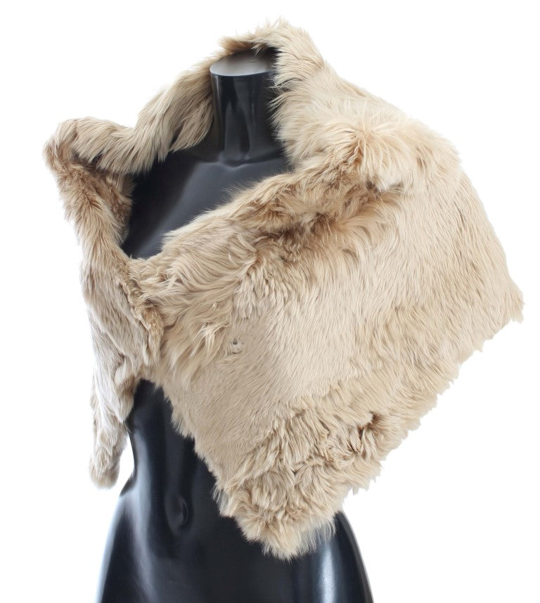 Dolce & Gabbana Elegant Alpaca Fur Shoulder Wrap in Women's Beige