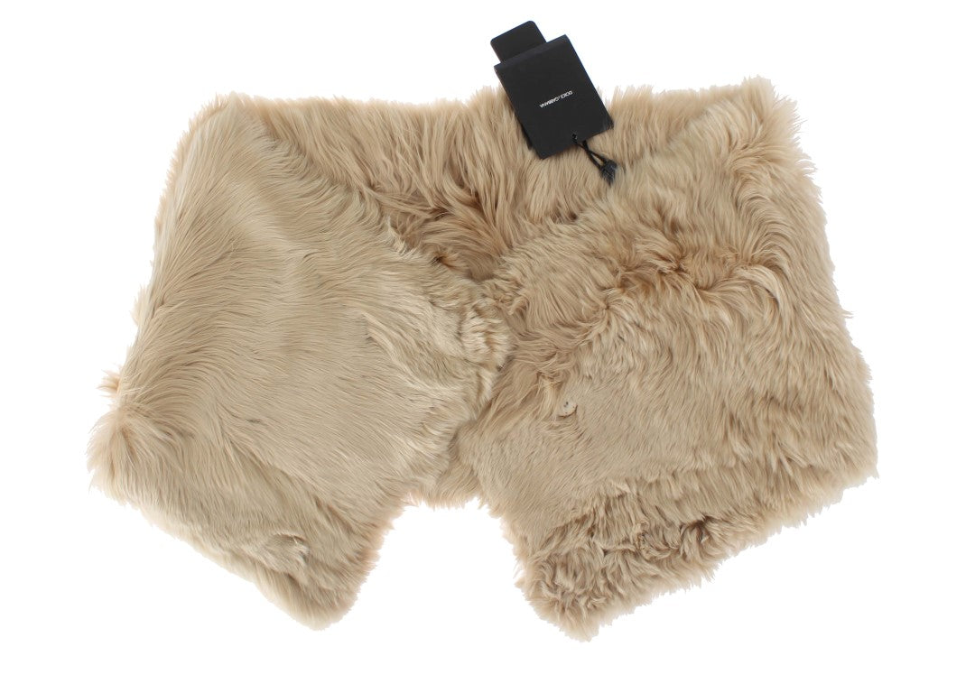 Dolce & Gabbana Elegant Alpaca Fur Shoulder Wrap in Women's Beige