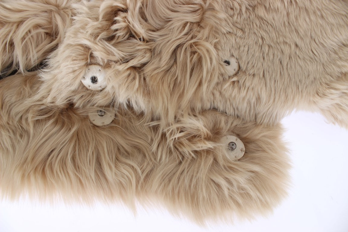 Dolce & Gabbana Elegant Alpaca Fur Shoulder Wrap in Women's Beige