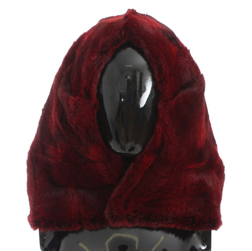 Dolce & Gabbana Bordeaux Hamster Fur Crochet Hood Scarf Women's Hat