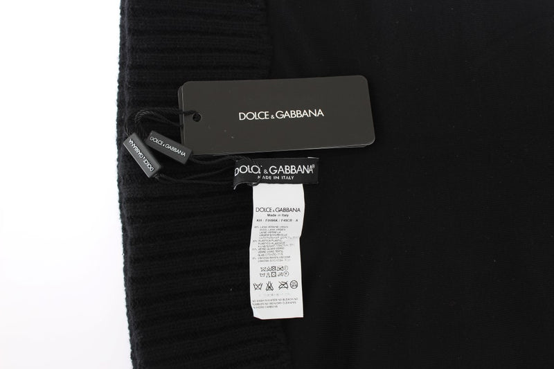 Dolce & Gabbana Black Knitted Sequin Hood Scarf Women's Hat