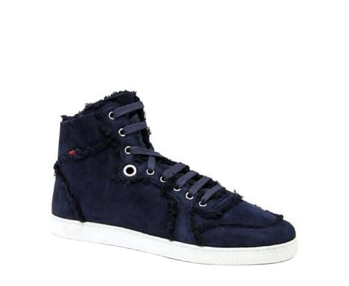 Gucci Men's Navy Shearling High-Top Sneaker