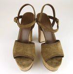 New Authentic Gucci Danielle Suede Cork Platform Sandal, 38.5/8.5