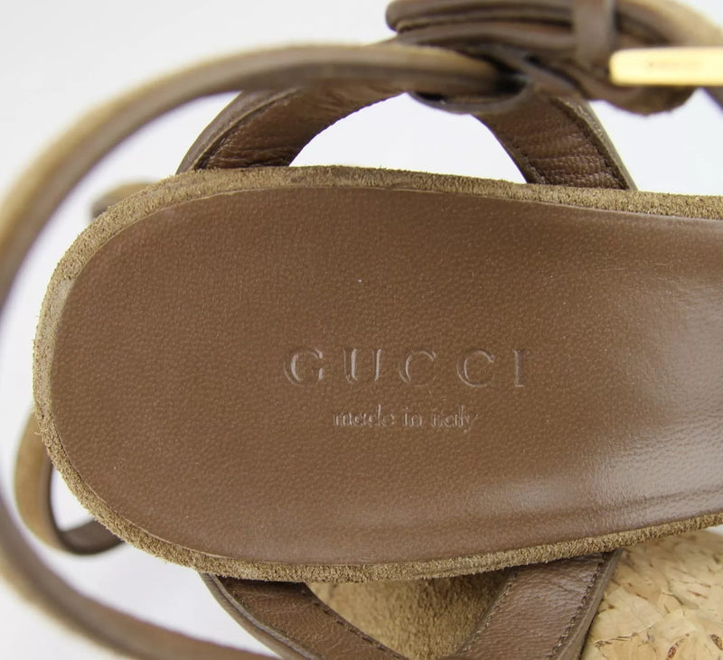 New Authentic Gucci Danielle Suede Cork Platform Sandal, 38.5/8.5