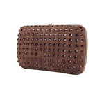 Gucci Women's Brown Suede Broadway Crystal Evening Clutch Bag