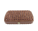 Gucci Women's Brown Suede Broadway Crystal Evening Clutch Bag