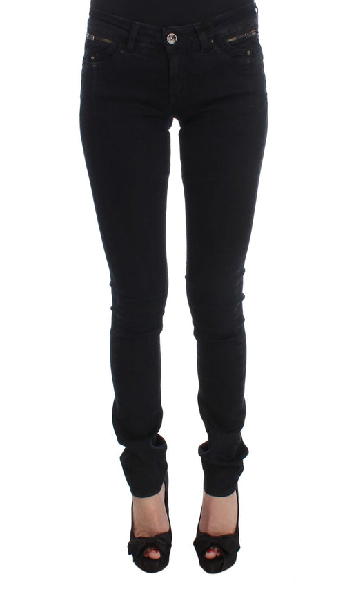 Costume National Sleek Slim Fit Designer Jeans in Classic Women's Black